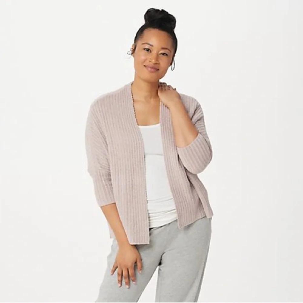 Barefoot Dreams CozyChic Lite Ribbed Shrug Cardigan Dusty Rose Pink S/M